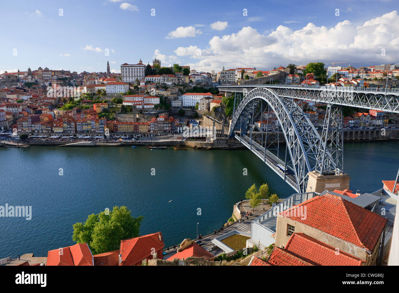 Ponte Dom Luis1 Bridge over Rio Douro Ribeira Porto Portugal Stock Photo