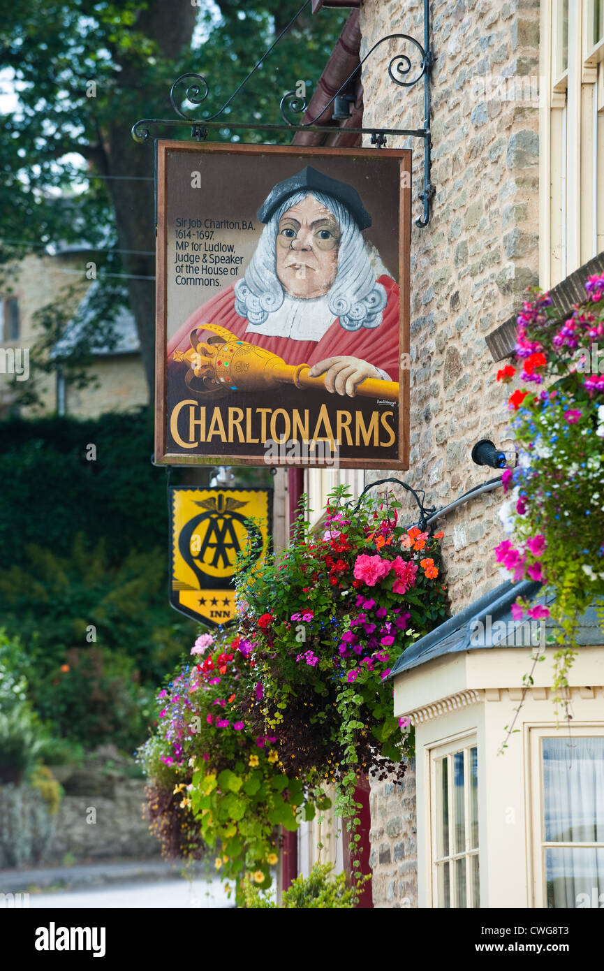 Ludlow Sign The Charlton Arms Hotel sign, Ludlow, Shropshire, England Stock Photo ...