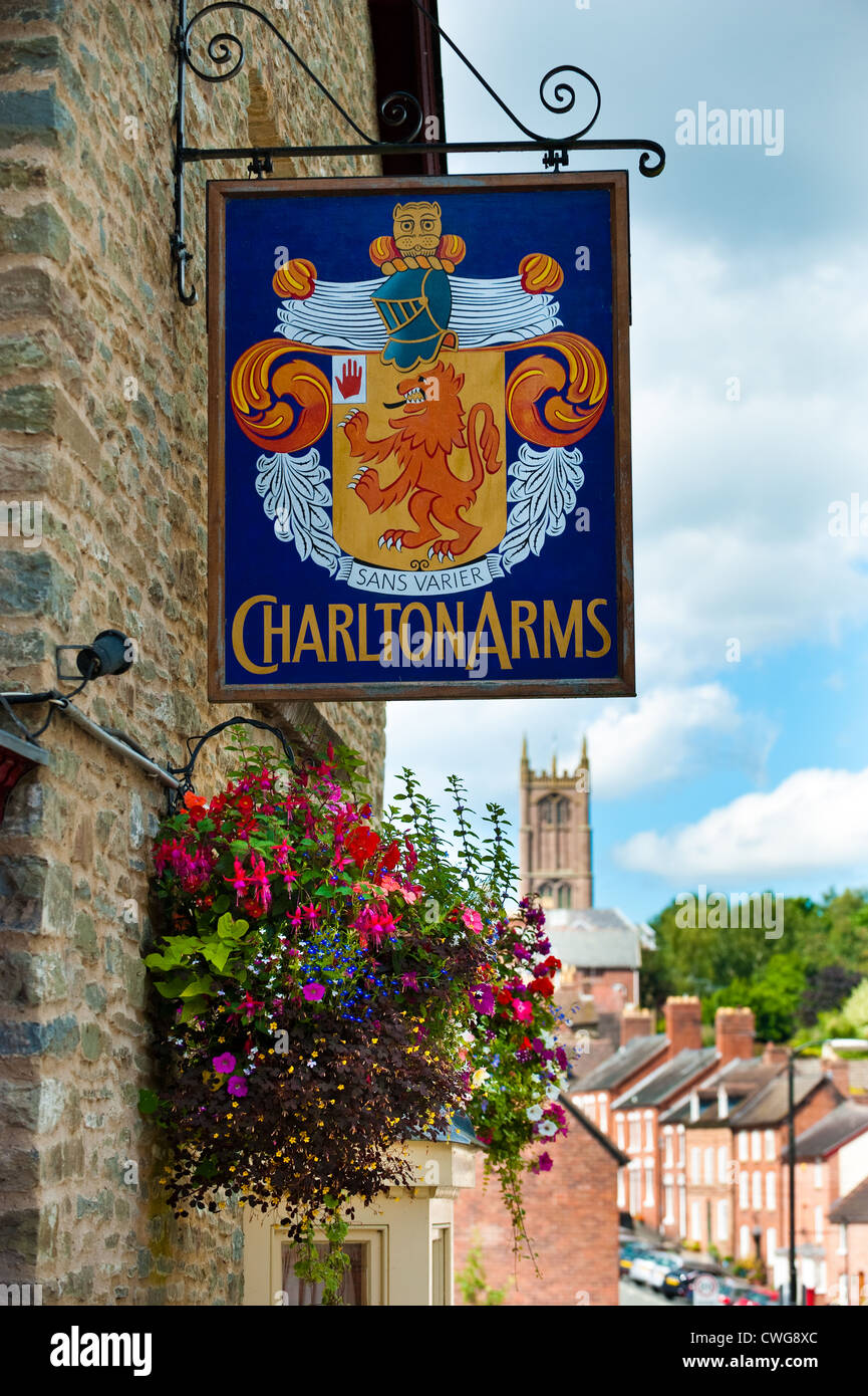Ludlow Sign The Charlton Arms Hotel sign, Ludlow, Shropshire, England Stock Photo ...