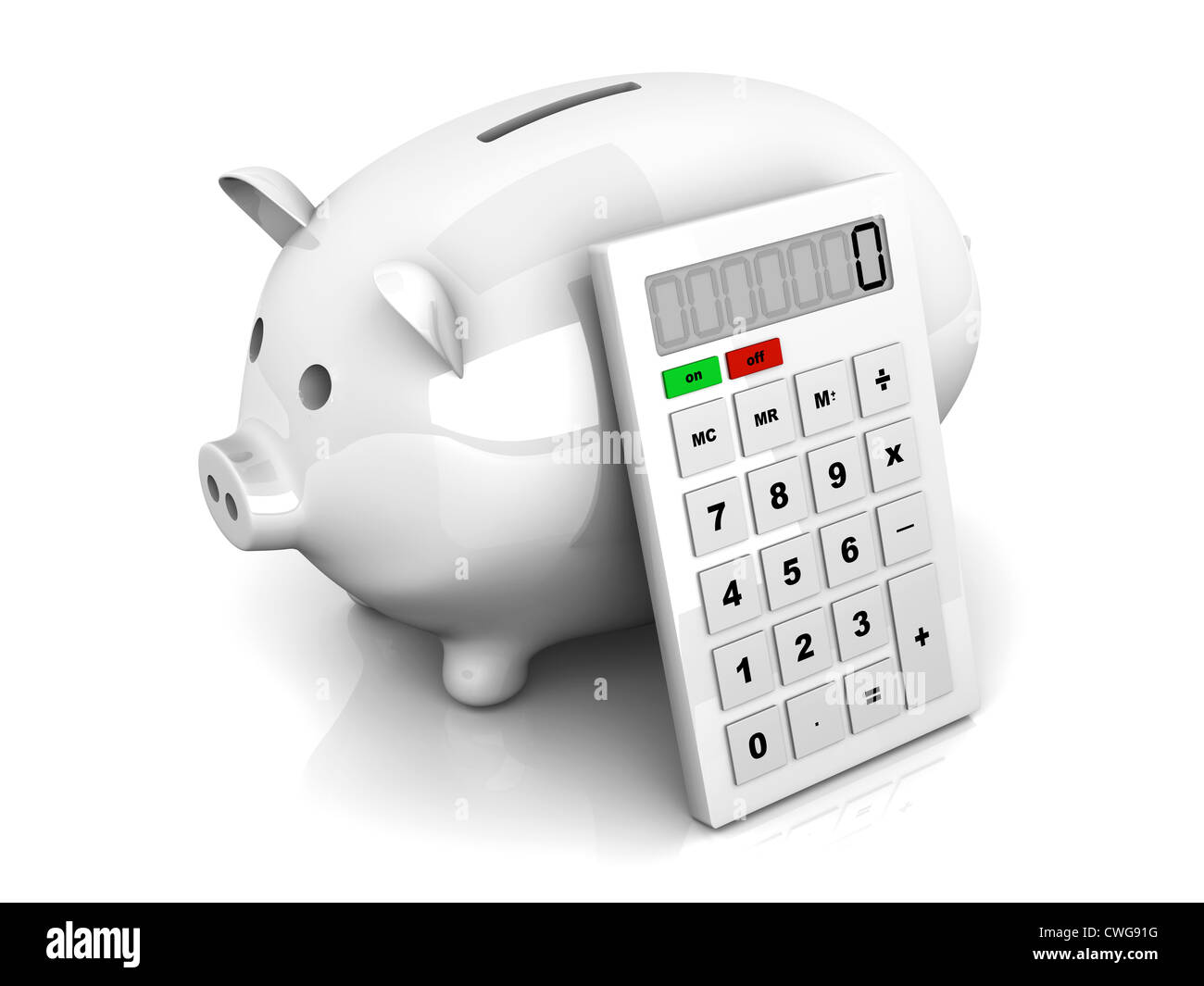 A piggy Bank with a calculator Stock Photo - Alamy