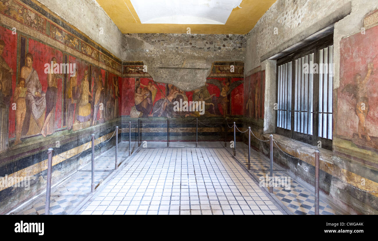 Renowned Fresco At The Villa Of Mysteries At Pompeii Depicting ...