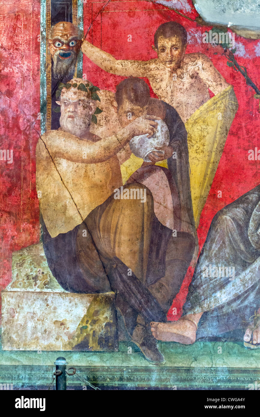 Ancient Roman mural at the Roman city of Pompeii detail from the