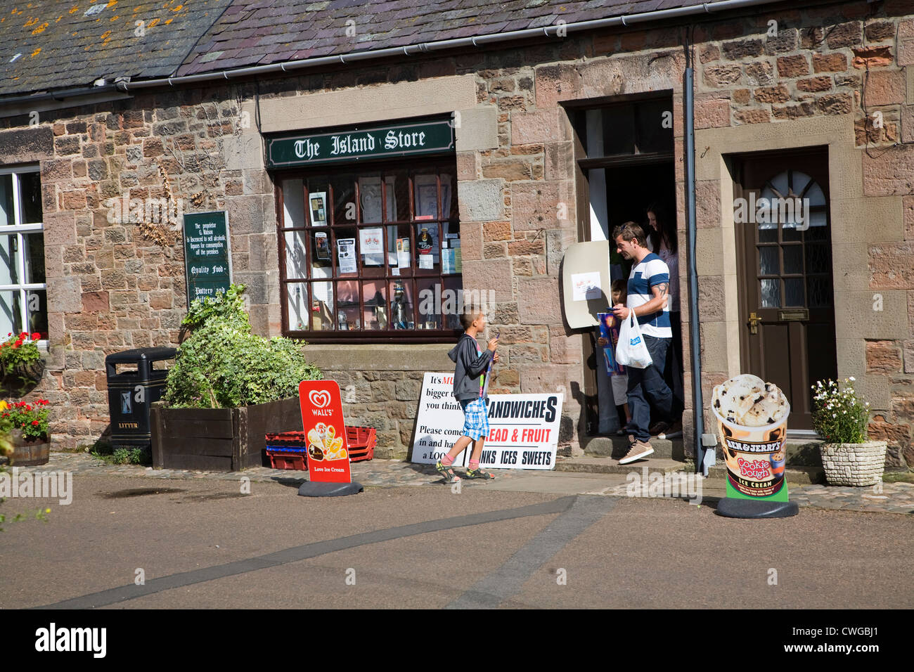 Holy Island shop Lindisfarne Northumberland England Stock Photo Alamy