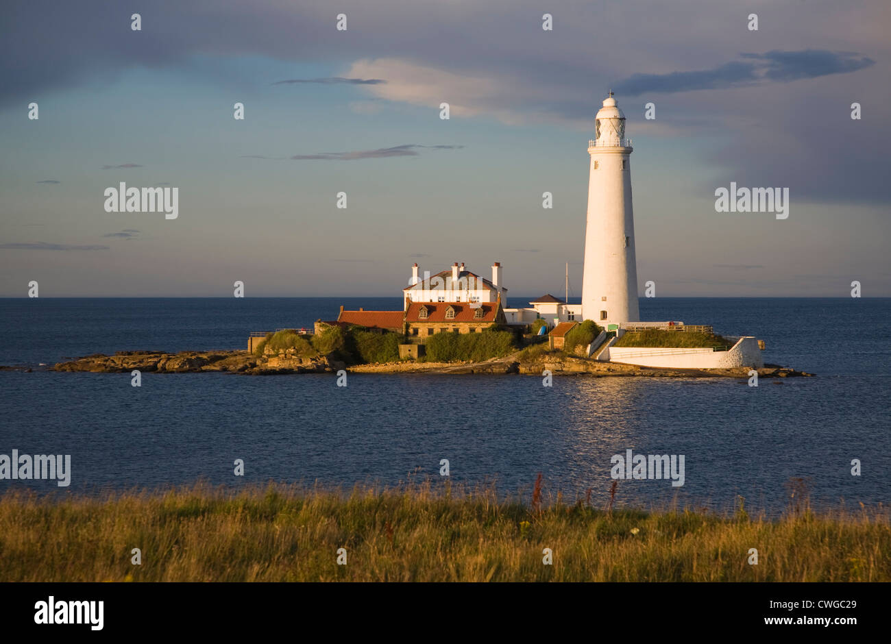 St Mary's lighthouse, Whitley Bay, Northumberland, England Stock Photo