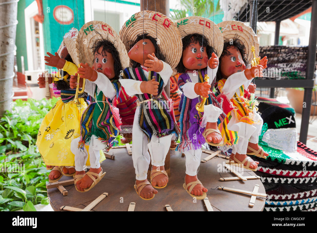 Puppets in Market 28 (Mercado 28) an open air flea market, Cancun