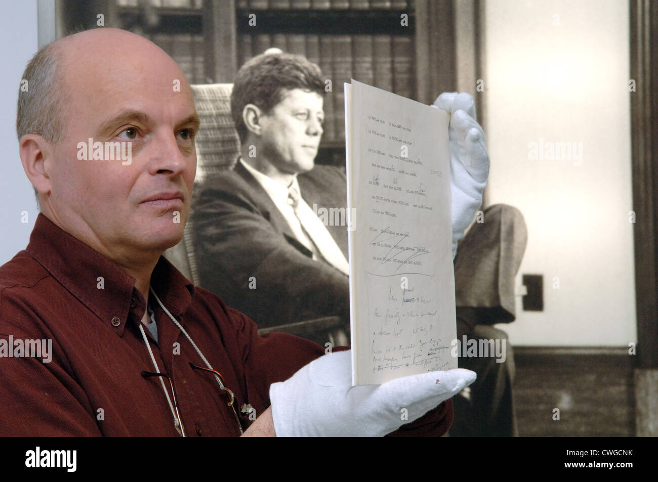 Berlin, the manuscript of Kennedy's Berlin speech Stock Photo