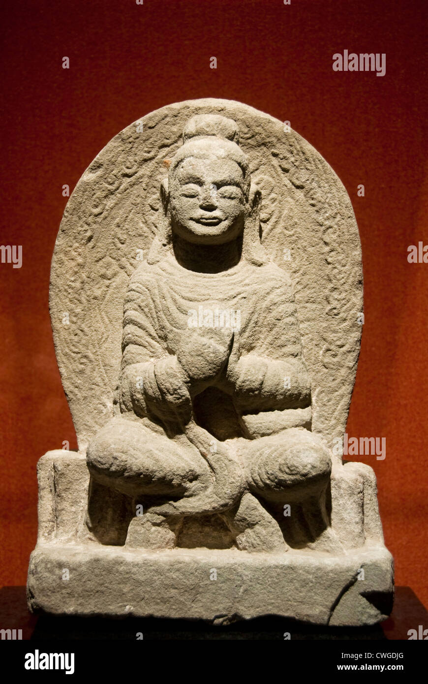 Ancient Chinese sculpture inside the biggest museum in Shanghai Stock