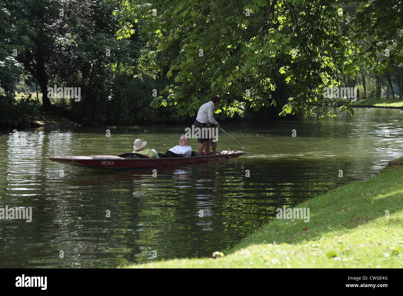 A family punting on the Thames in Oxford UK. Stock Photo