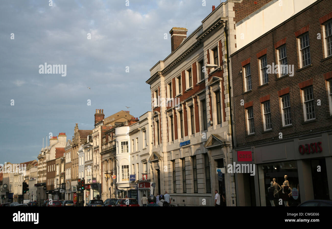 High Street building frontages Colchester Essex England Stock Photo