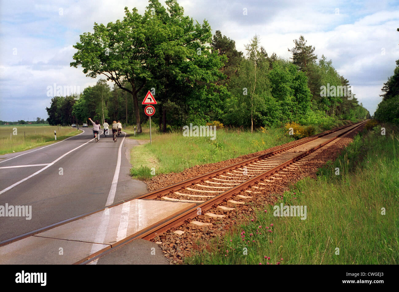 Neuhausen, junction of rail and road Stock Photo