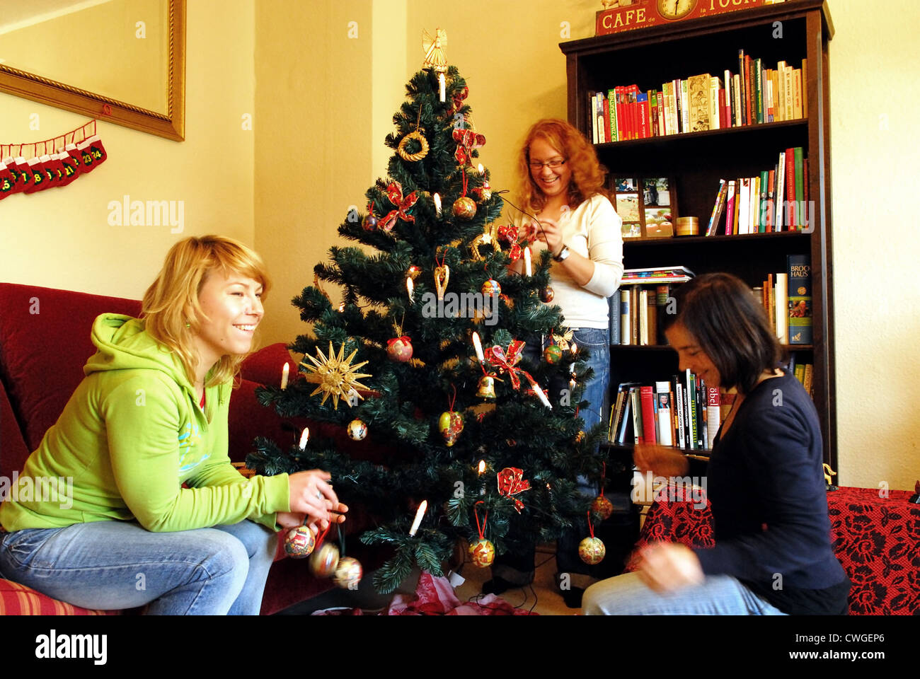 Berlin, a Christmas tree is adorned Stock Photo Alamy