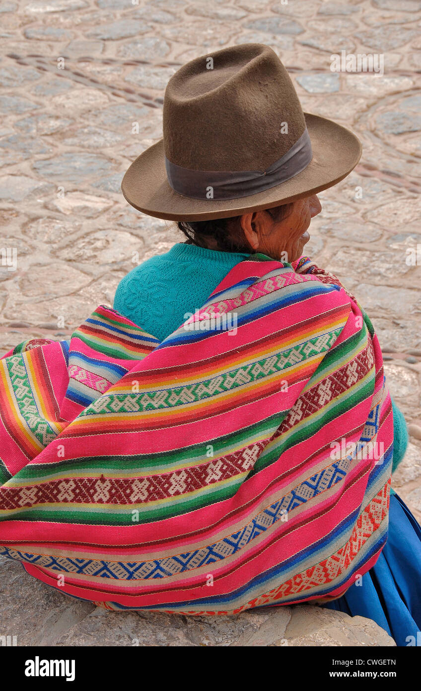Indio Indianer Poncho 05,rot,Regenbogen rainbow,Peru Inka Muster,Kostüm,Cuzco 