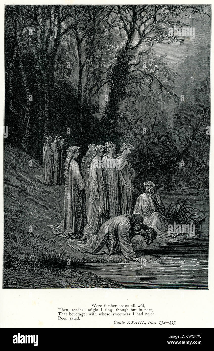 Illustration by Gustave Dore from The Vision of Purgatory and Paradise by Dante Alighieri Stock Photo