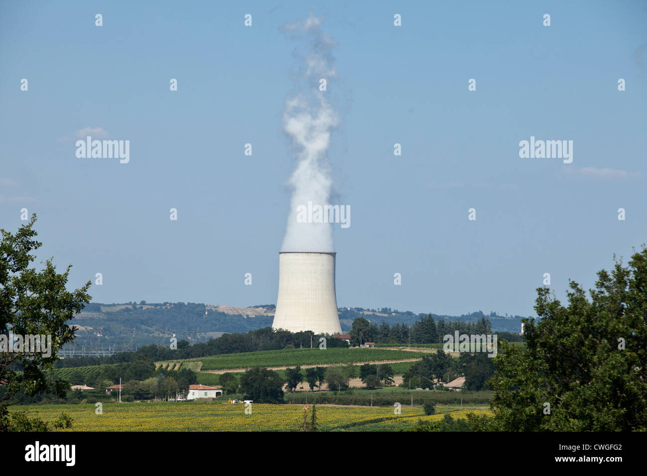 Water vapour rises from a cooling tower at the nuclear power station at