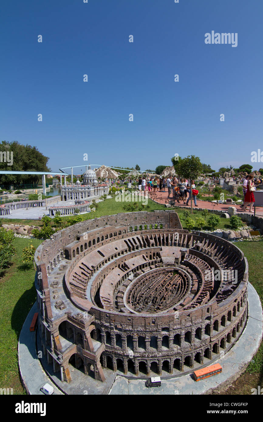 Model of the Colosseum in Rome in the Italian them park Italy in Miniature near Rimini Stock Photo