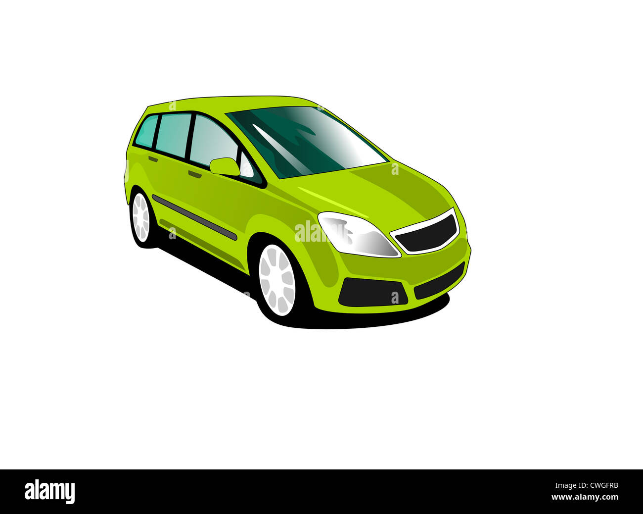Green Family Car Stock Photo Alamy