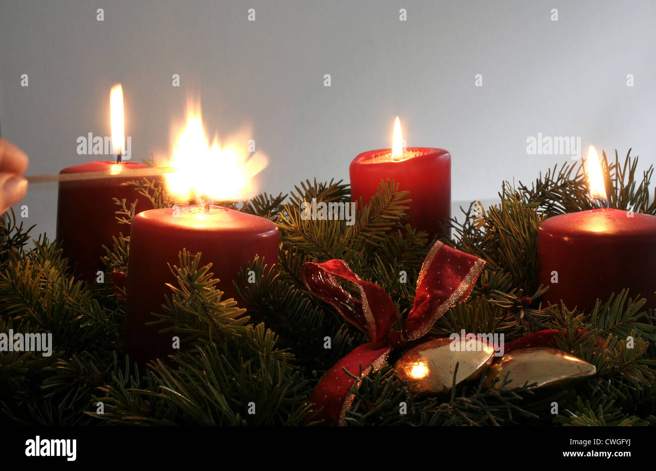 It should be the end of the fourth candle on the Advent wreath Stock