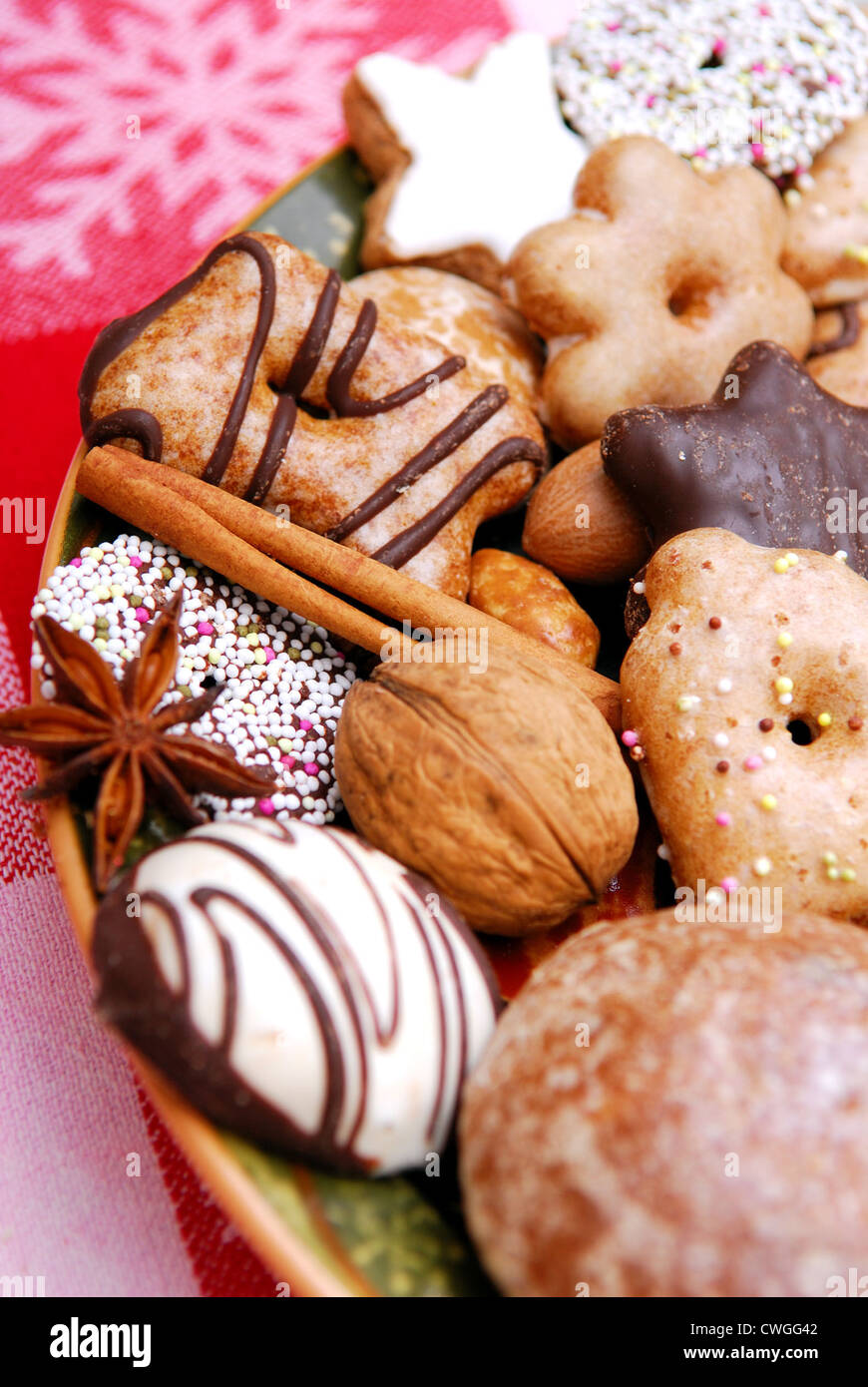 Berlin, a filled Advent plate with sweets Stock Photo