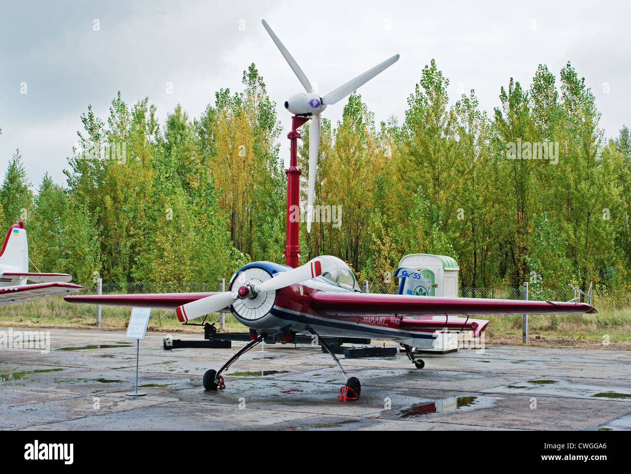 Sport acrobatic monoplane - yak-55 - a overall view. Stock Photo