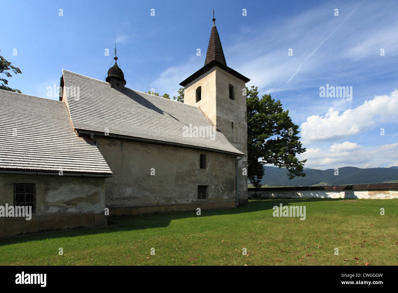 Early gothic church in Ludrova near Ruzomberok, Slovakia. Stock Photo