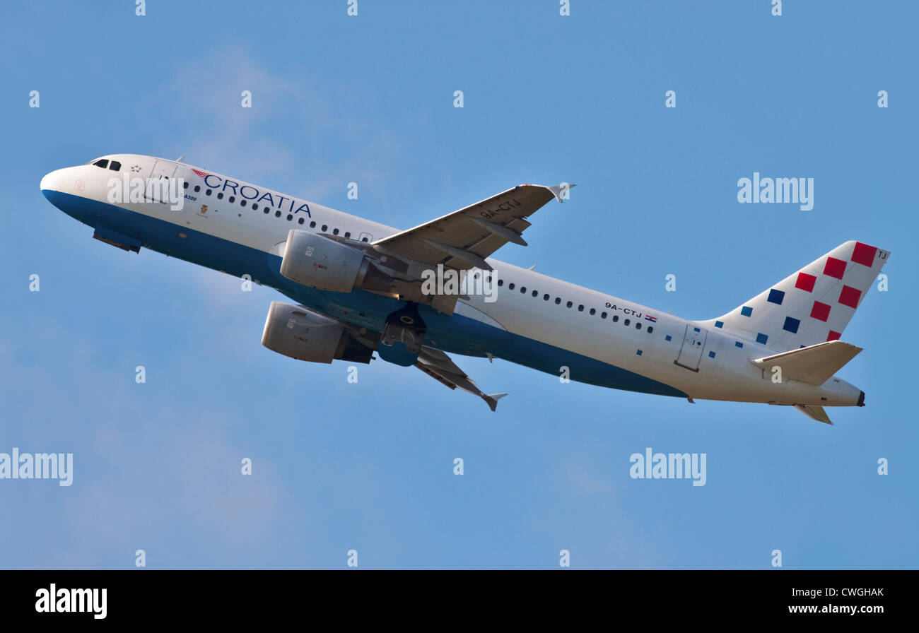 Croatia Airways Airbus A320, Gatwick Airport, Sussex, England Stock Photo