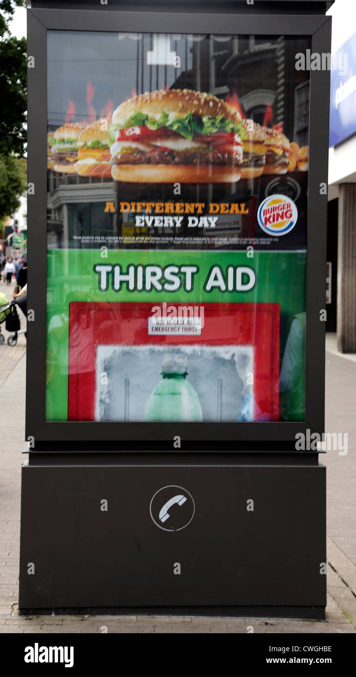 Pavement Advertising Board Advertising Burger King Surrey England Stock