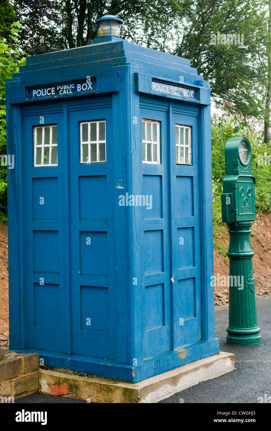 A Police Box at the National Tramway Museum and Village at Crich near Matlock, Derbyshire England UK Stock Photo