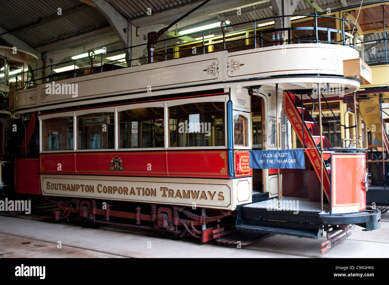 The National Tramway Museum and Village at Crich near Matlock, Derbyshire England UK Stock Photo