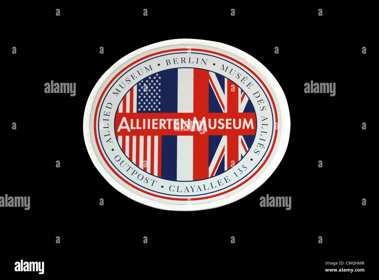 Logo of the Allied Museum in the Clayallee in Berlin. Stock Photo
