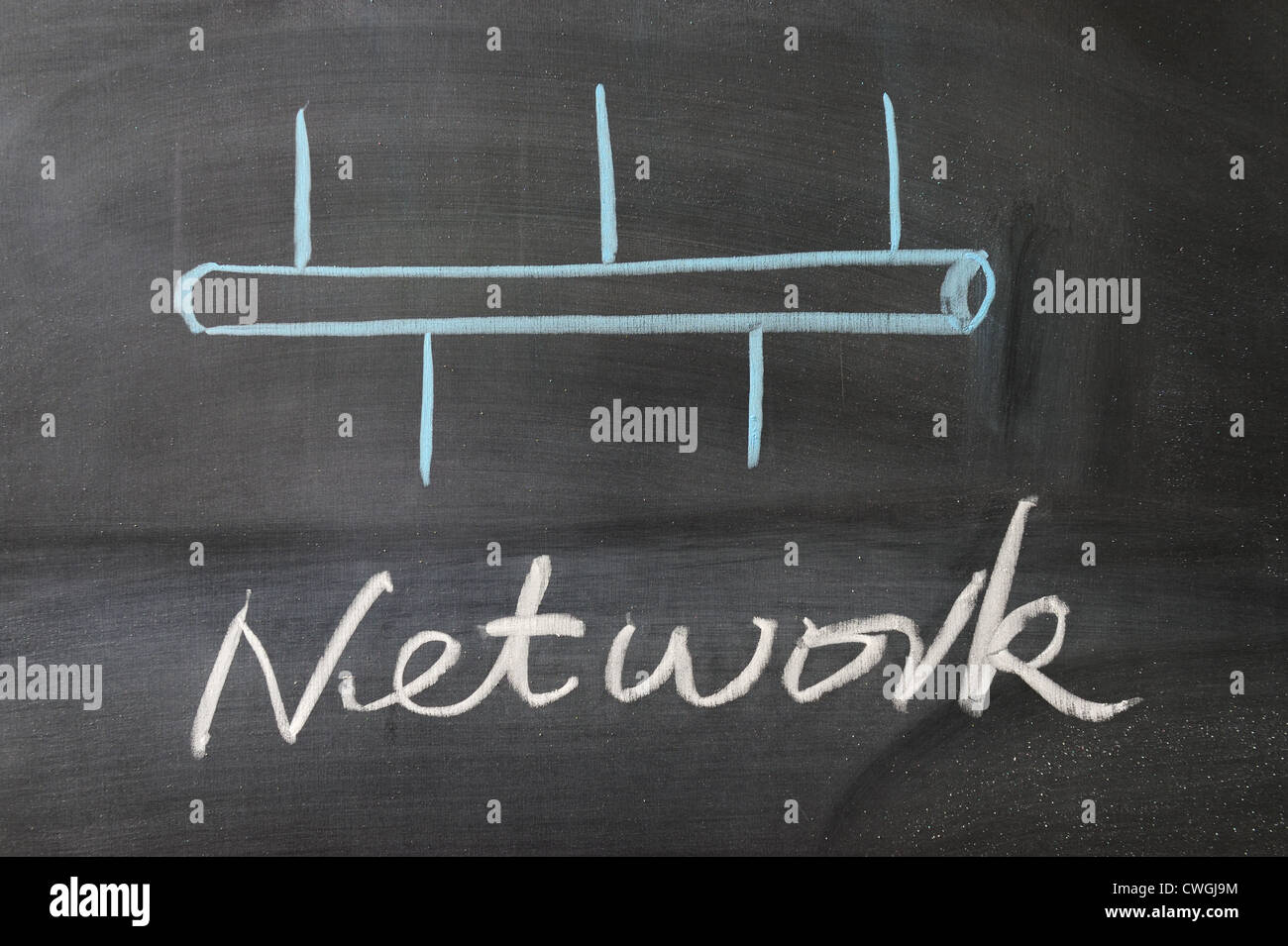 Network symbol and text drawn on the blackboard Stock Photo - Alamy