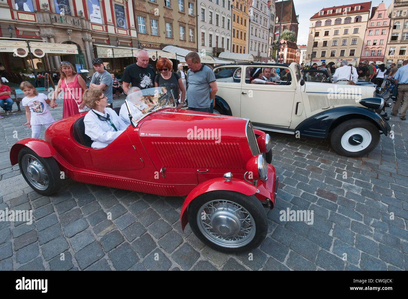 1937 Polski Fiat 508 III S roadster at Motoclassic car show at Rynek (Market Square) in Wroclaw, Lower Silesia, Poland Stock Photo