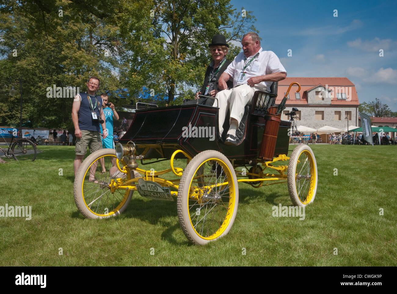 1899 Grout Steam New Home, steam powered automobile at Motoclassic car show at Topacz Castle in Kobierzyce near Wroclaw, Poland Stock Photo