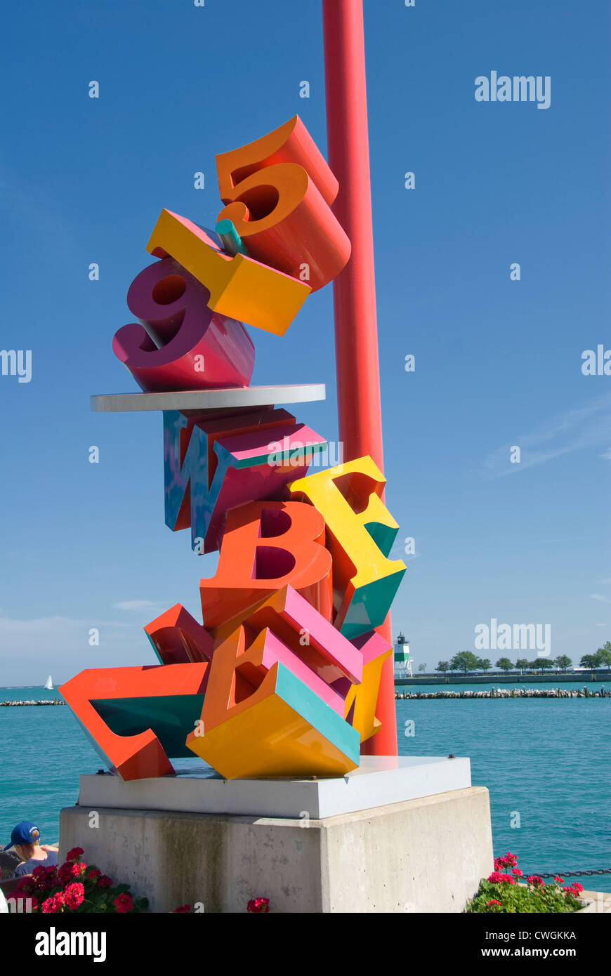Letter and Number statue at Navy Pier in Chicago, Illinois Stock Photo
