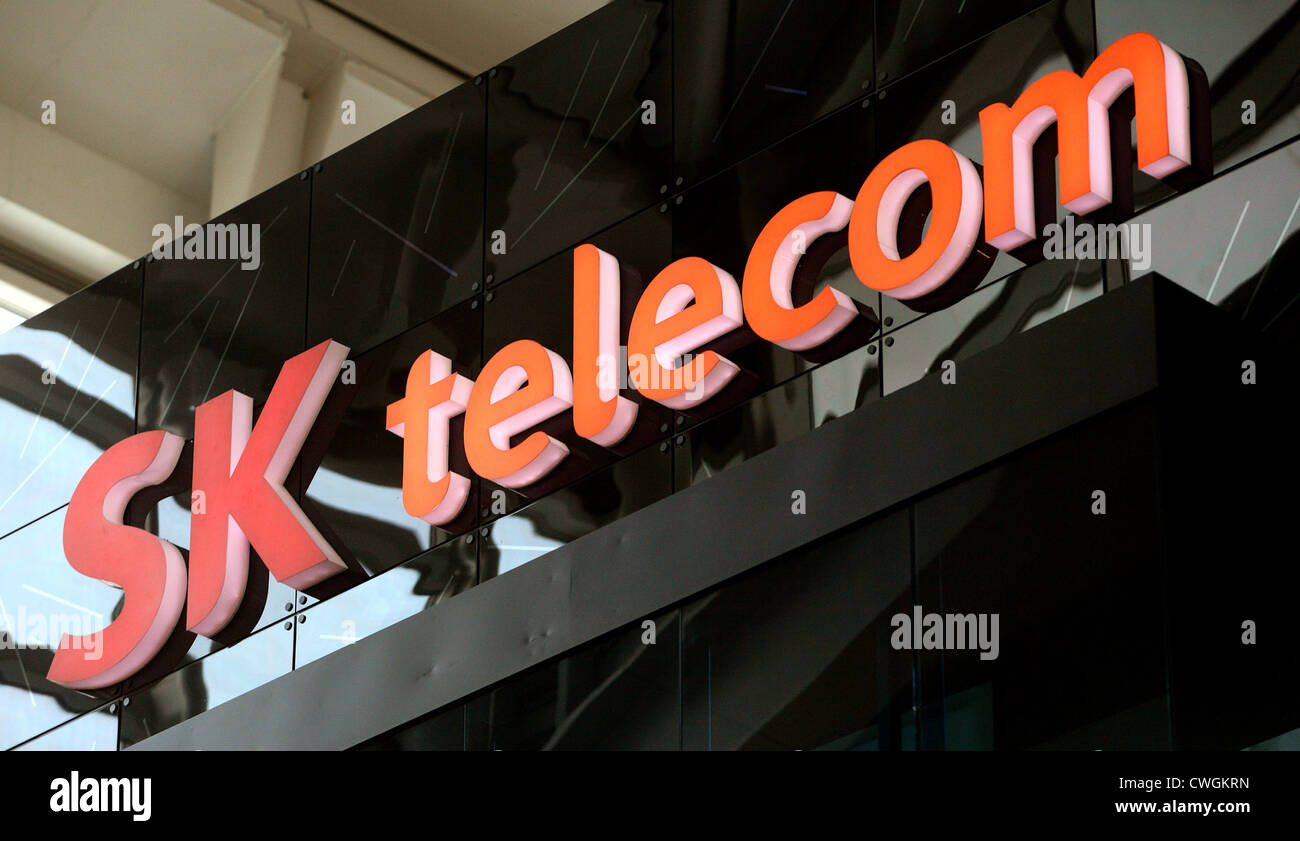 Seoul, the phone company SK Telecom logo Stock Photo
