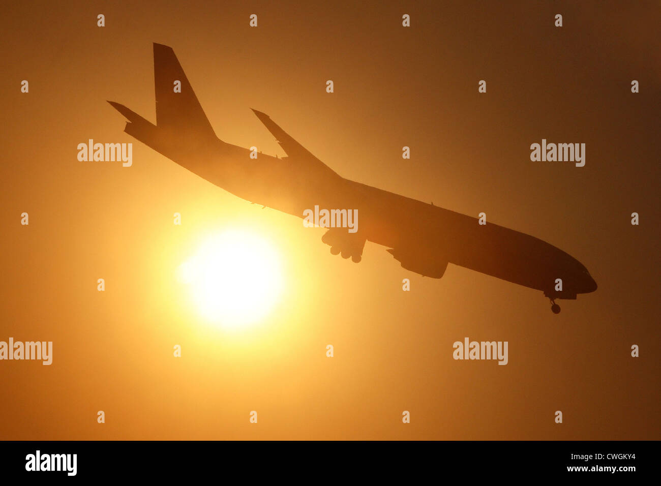 Shanghai, symbol Photo passenger airplane landing Stock Photo