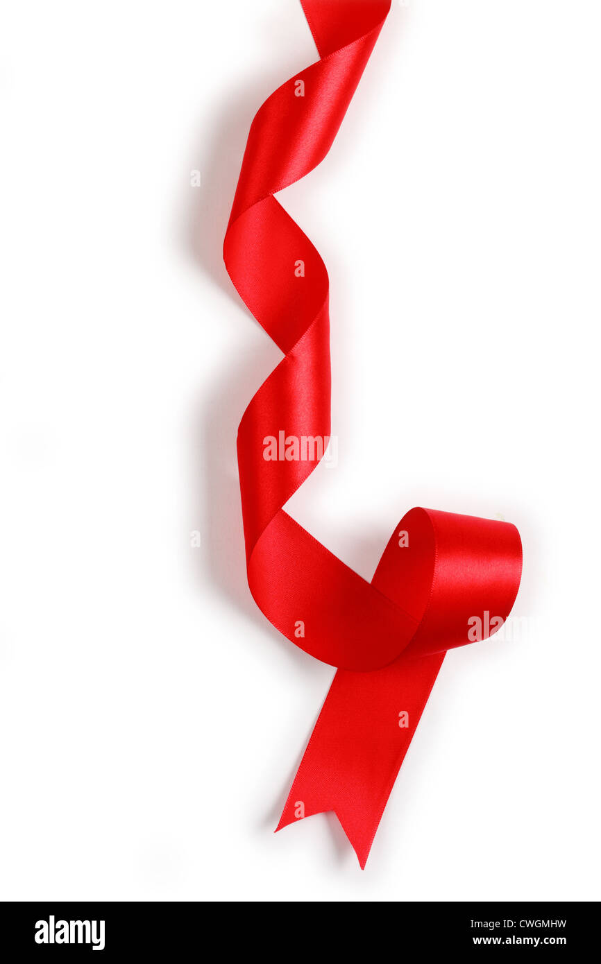 Red Ribbon on white background  isolate Stock Photo