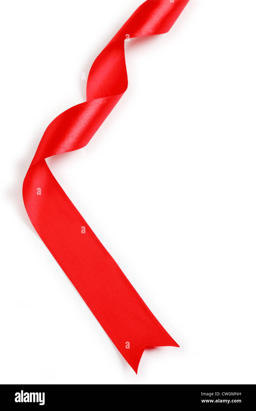 Red Ribbon on white background  isolate Stock Photo