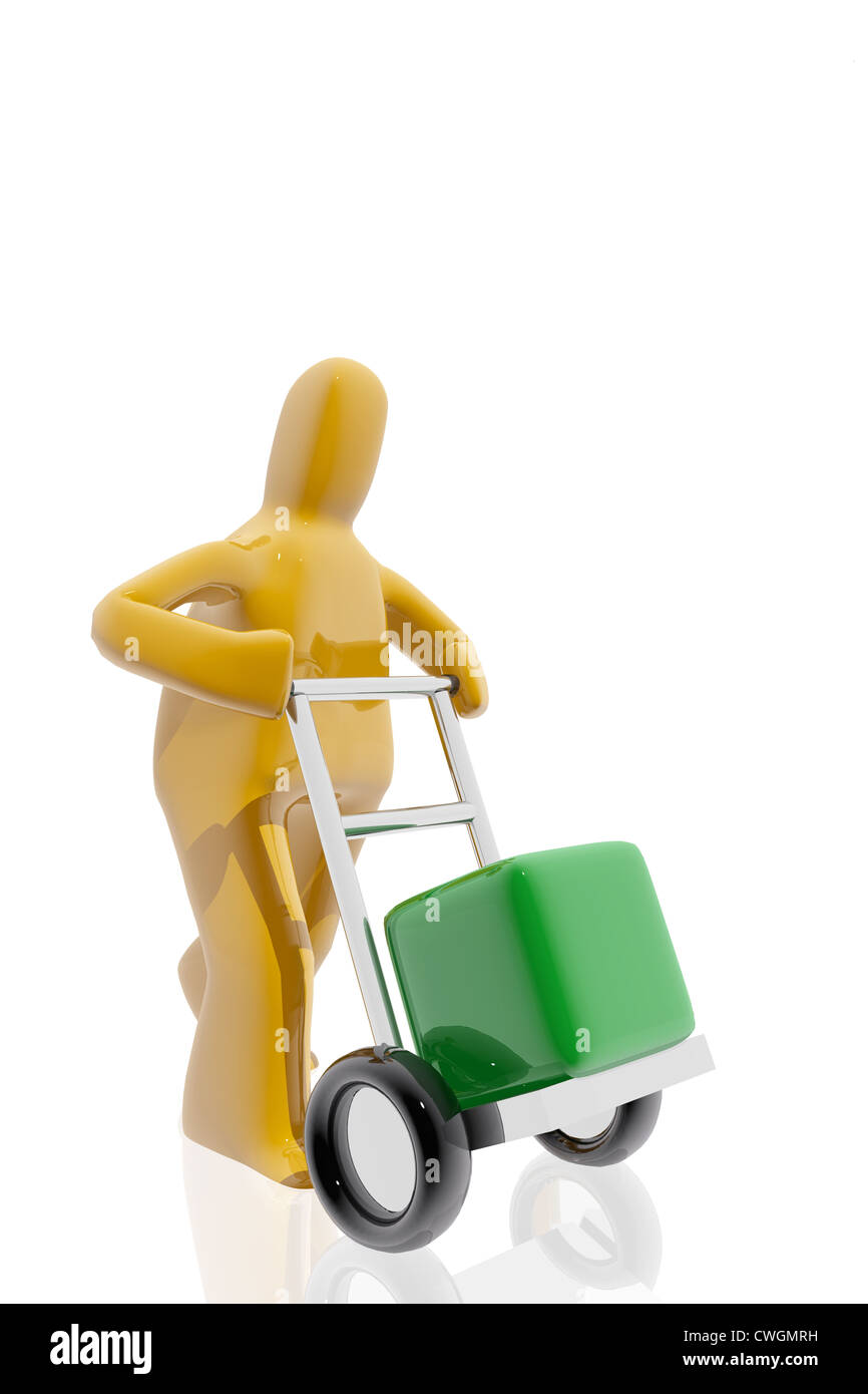 Figure carrying a bucket wheelbarrow Stock Photo Alamy