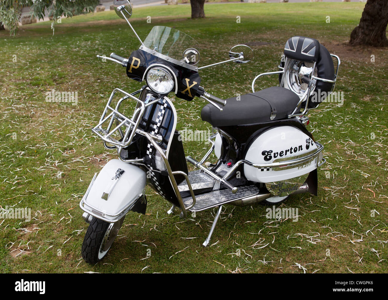 Customised Classic Scooter with Everton FC Logo Stock Photo
