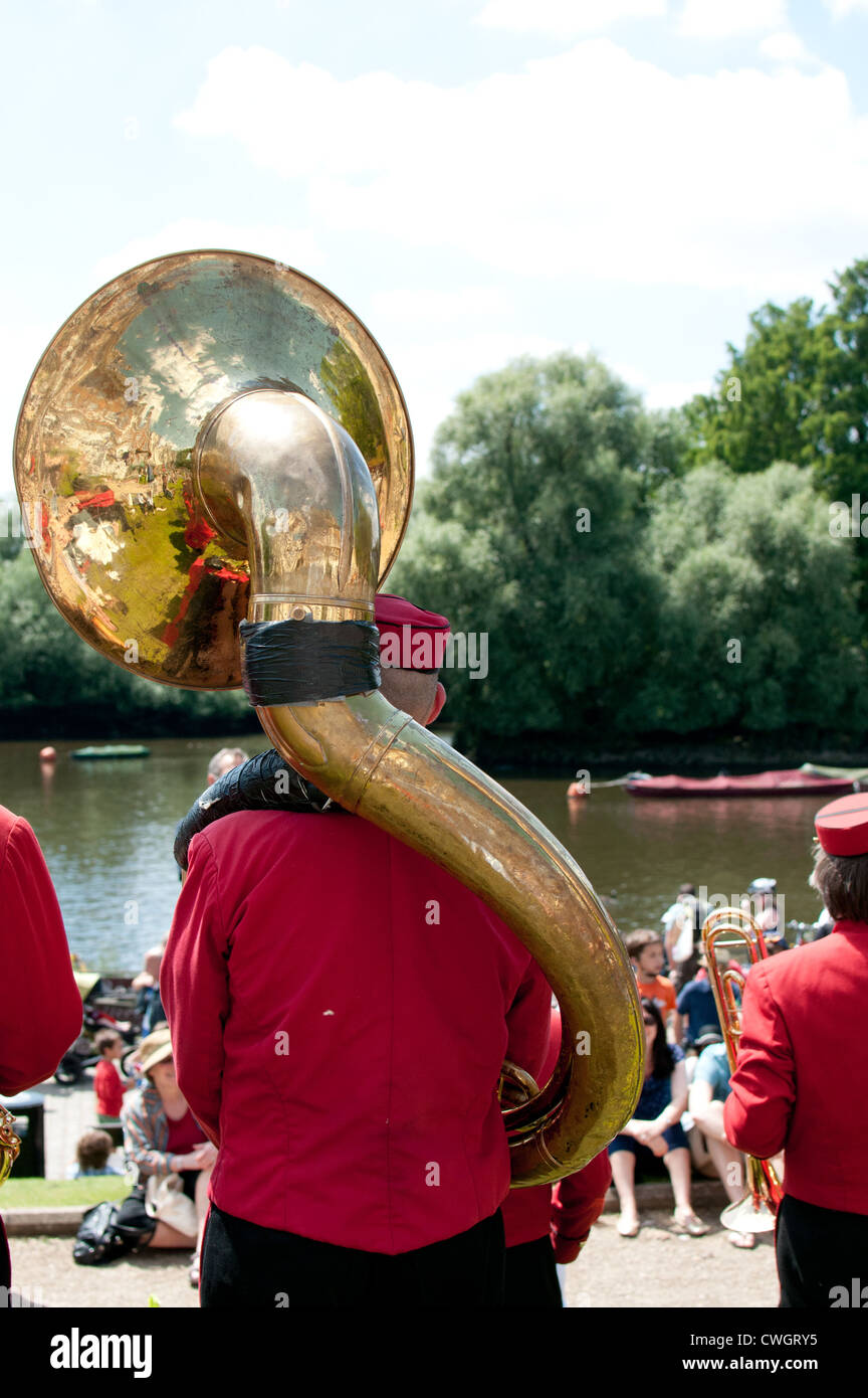 tuba playing musician Les grooms Richmond riverside Stock Photo
