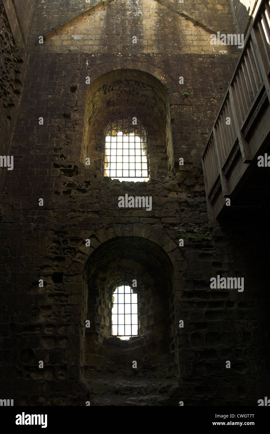 Castle ruins interior, Peveril Castle, Castleton, Peak District ...