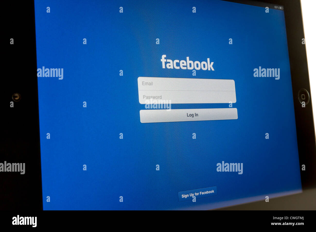 Facebook on iPad 3 Stock Photo