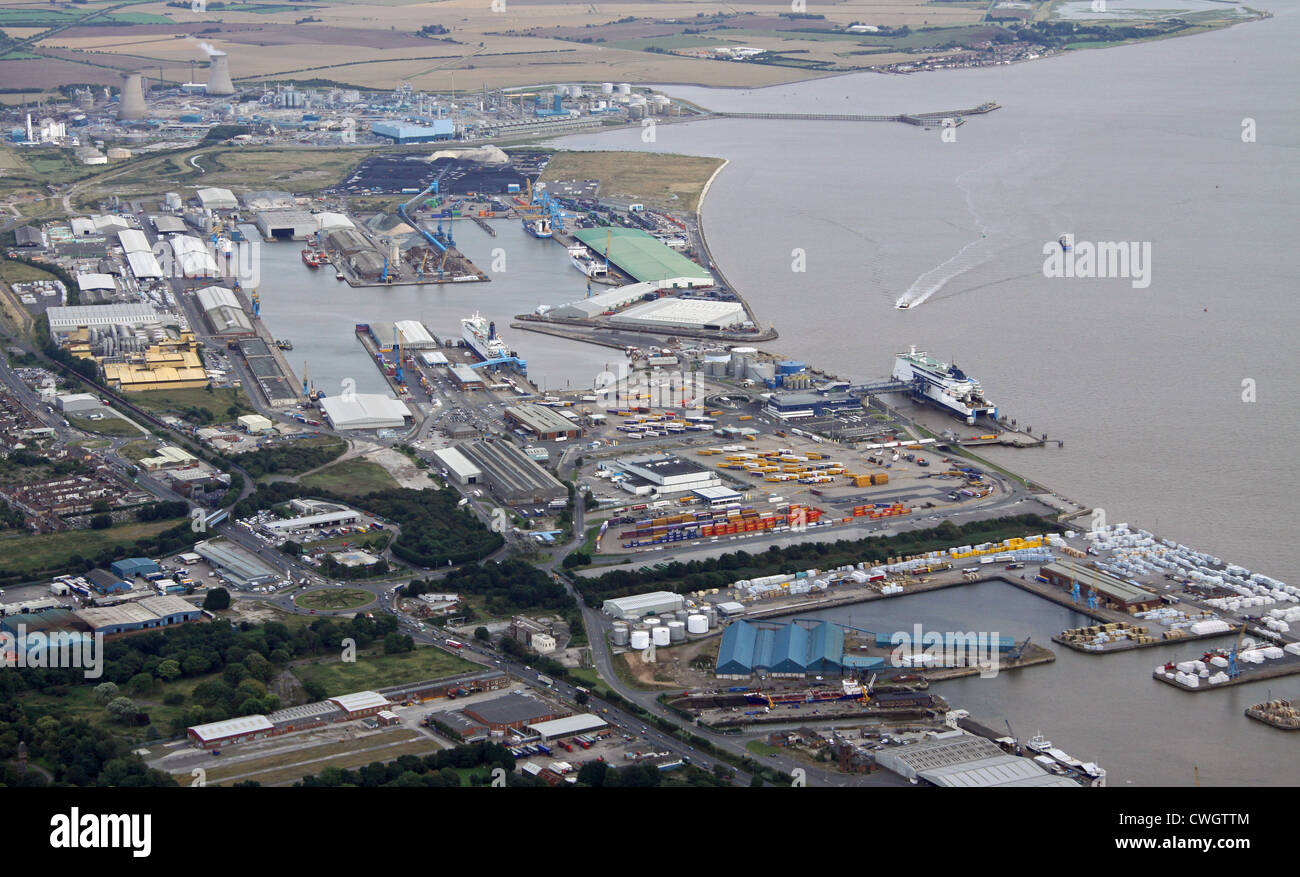 aerial view of King George Dock and Alexandra Dock Hull Stock Photo