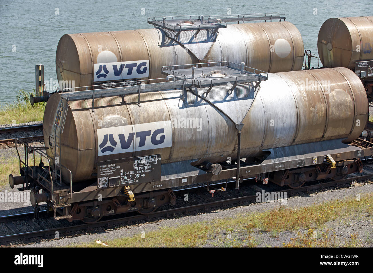 Rail tankers used for hauling watergas Stock Photo