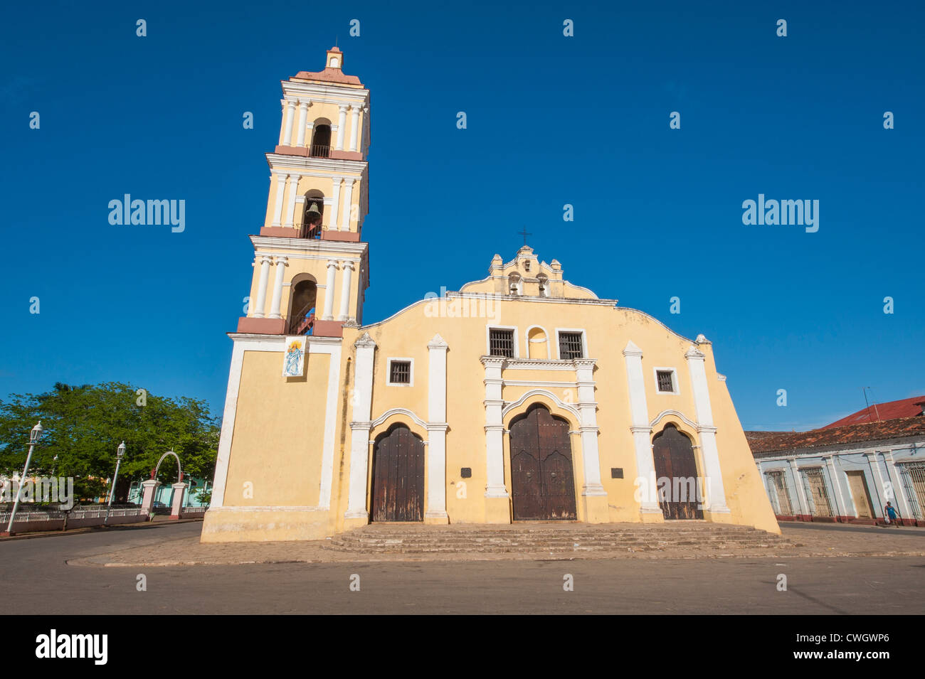 Iglesia Mayor de San Juan Bautista (saint john the baptist ) church in Remedios, Cuba. Stock Photo