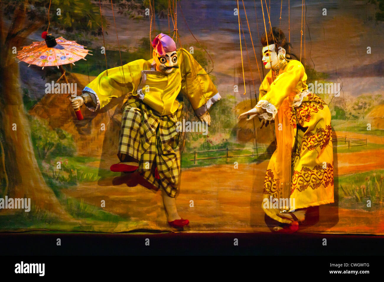PUPPETRY is an ancient art which the MANDALAY MARIONETTES THEATER is keeping alive - MANDALAY, MYANMAR Stock Photo