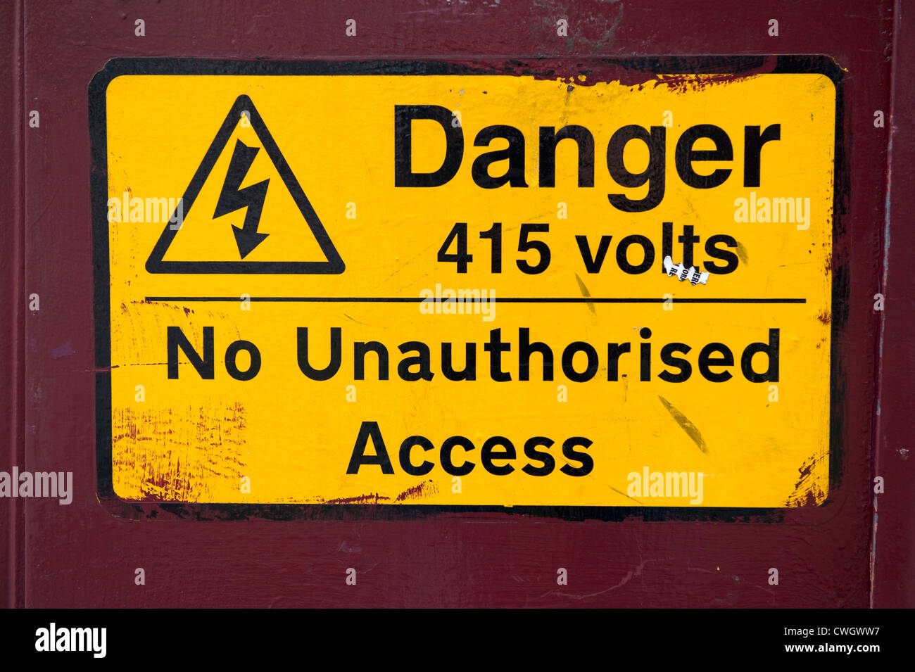 electricity warning or danger sign Stock Photo