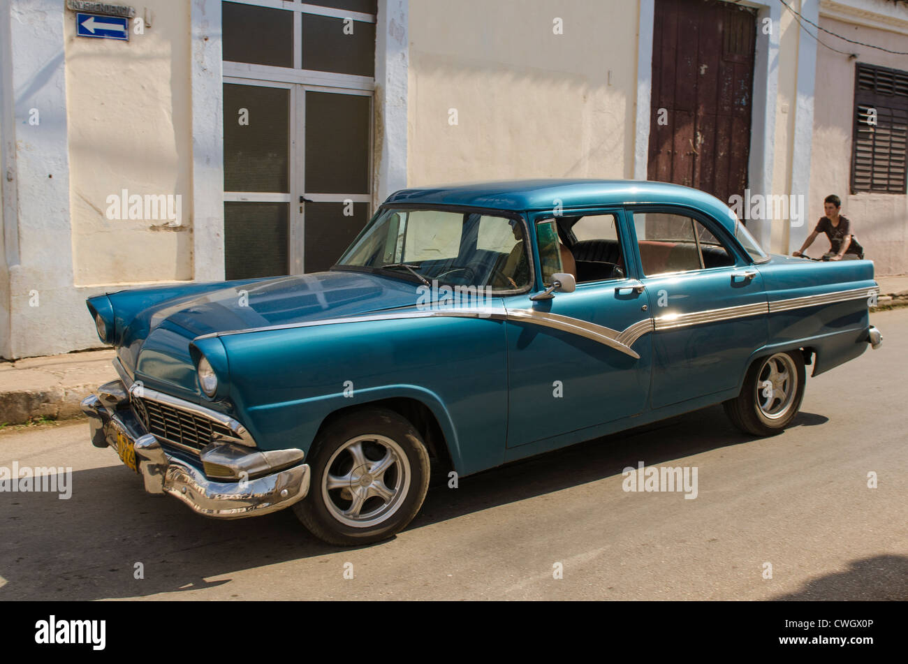 Classic antique 1956 Ford car, Remedios, Cuba. Stock Photo