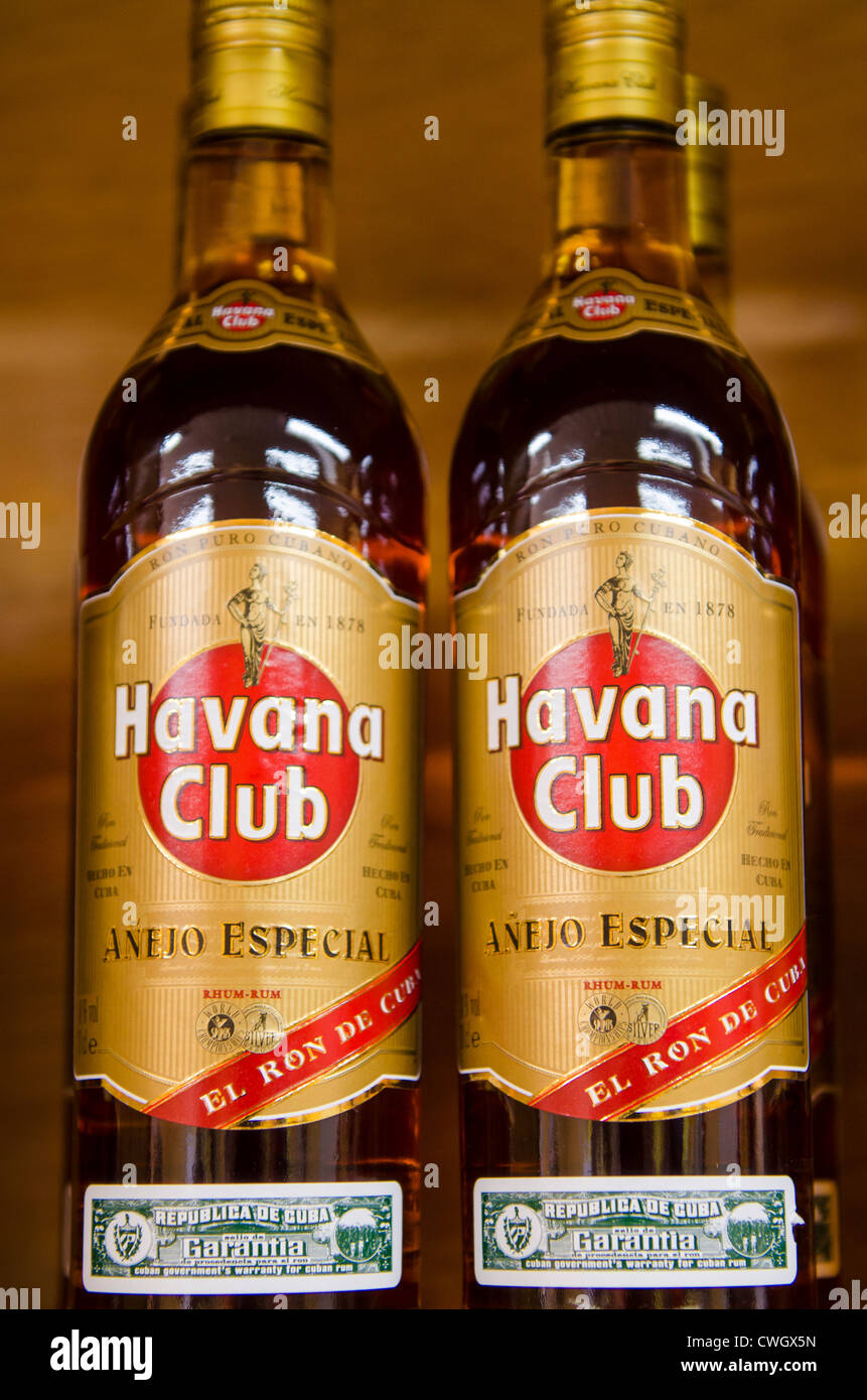 Bottles of Cuban Havana Club rum, Havana, Cuba Stock - Alamy