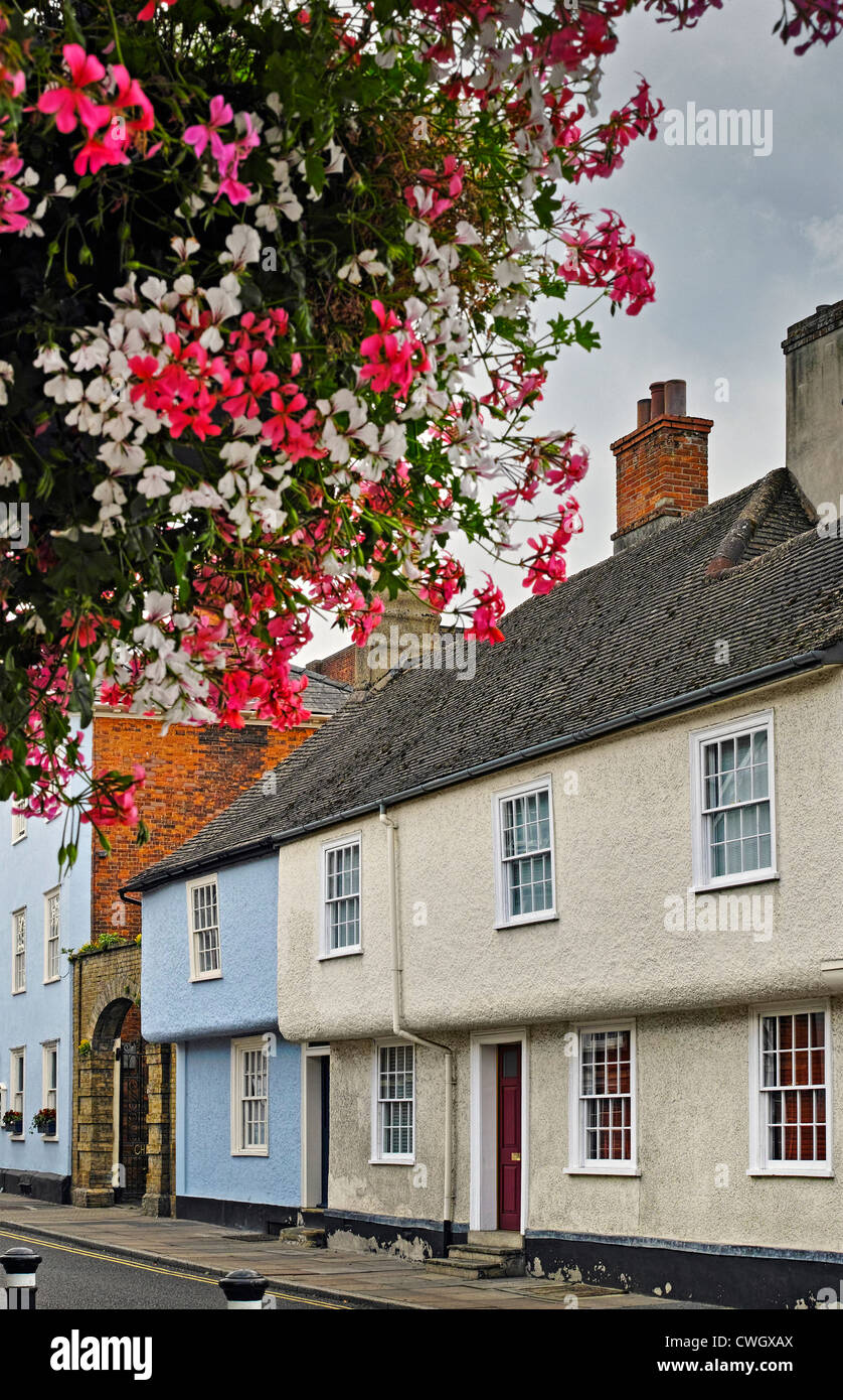 Old houses with summer flowers in Bury St Edmunds Stock Photo